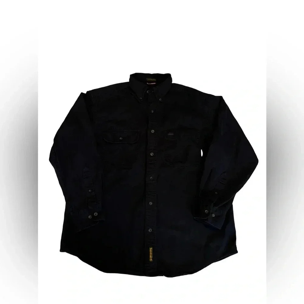 Timberland Weathergear Button Up Shirt Mens Size M Rugged Fit Black Heavy VTG